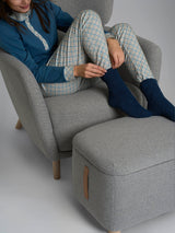 Pigiama lupetto con fantasia tartan in Interlock di cotone Azzurri Donna - Ragno