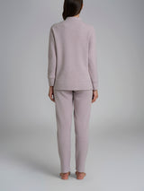 Pigiama con zip in tinta unita in Cotton Eco Pile Viola Donna - Ragno