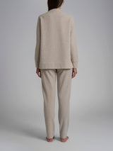 Pigiama con collo a vulcano in tinta unita in Cotton Eco Pile Rossi Donna - Ragno