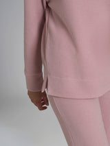 Pigiama con collo a vulcano in tinta unita in Cotton Eco Pile Rosa Donna - Ragno