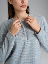 Pigiama serafino con fantasia in Cotton Eco Pile Bianchi Donna - Ragno