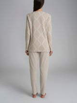 Pigiama serafino con fantasia in Cotton Eco Pile Grigi Donna - Ragno