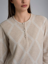 Pigiama serafino con fantasia in Cotton Eco Pile Grigi Donna - Ragno