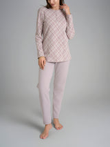 Pigiama serafino con fantasia in Cotton Eco Pile Viola Donna - Ragno