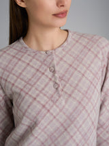 Pigiama serafino con fantasia in Cotton Eco Pile Viola Donna - Ragno