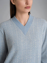 Pigiama con scollo a V e fantasia in Cotton Eco Pile Bianchi Donna - Ragno