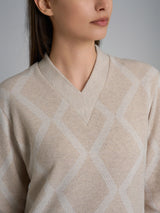 Pigiama con scollo a V e fantasia in Cotton Eco Pile Grigi Donna - Ragno