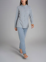 Pigiama aperto con fantasia in Cotton Eco Pile Bianchi Donna - Ragno