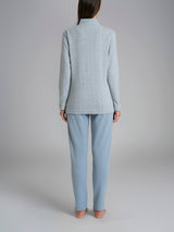 Pigiama aperto con fantasia in Cotton Eco Pile Bianchi Donna - Ragno