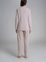 Pigiama collo a serafino con bordo in Cotton Eco Pile Viola Donna - Ragno