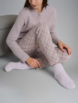 Pigiama collo a serafino con bordo in Cotton Eco Pile Viola Donna - Ragno