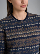Pigiama nordico a serafino in Cotton Pile Blu Donna - Ragno