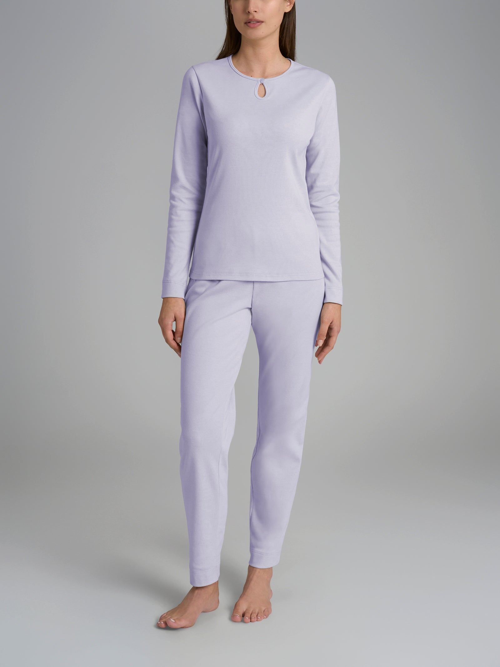 Pigiama Lungo Donna Morbido E Confortevole: Top Con Bottoni E Pantaloni Elasticizzati - Grigio, Regalo Perfetto Per Il Relax