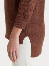 Maglia con scollo a V in Lurex Rice Stitch Marroni Donna - Ragno