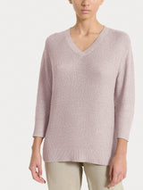 Maglia con scollo a V in Lurex Rice Stitch Rosa Donna - Ragno