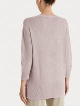 Maglia con scollo a V in Lurex Rice Stitch Rosa Donna - Ragno