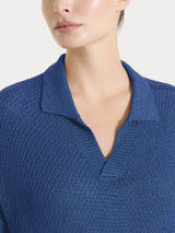 Polo in Lurex Rice Stitch Blu Donna - Ragno