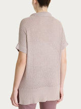 Polo in Lurex Rice Stitch Rosa Donna - Ragno