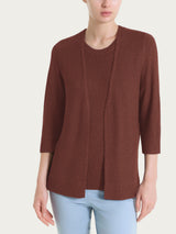 Cardigan aperto in Lurex Rice Stitch Marroni Donna - Ragno
