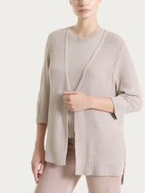 Cardigan aperto in Lurex Rice Stitch Marroni Donna - Ragno