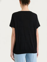 Maglia a manica corta con fantasia check in Puro Cotone Neri Donna - Ragno