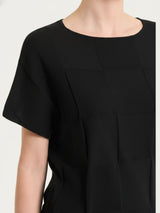 Maglia a manica corta con fantasia check in Puro Cotone Neri Donna - Ragno