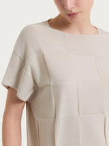 Maglia a manica corta con fantasia check in Puro Cotone Bianchi Donna - Ragno