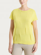 Maglia a manica corta con fantasia check in Puro Cotone Gialli Donna - Ragno