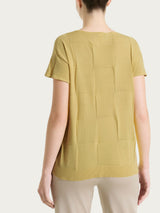 Maglia a manica corta con fantasia check in Puro Cotone Verdi Donna - Ragno