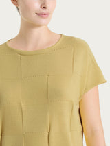 Maglia a manica corta con fantasia check in Puro Cotone Verdi Donna - Ragno