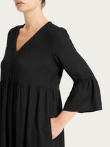 Nero Musselin Slub Langes Kleid - Ragno
