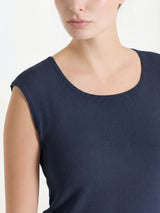 Smanicato in punto piquet di puro cotone Blu Donna - Ragno