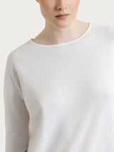 Pullover mit Rundhalsausschnitt aus reiner Baumwolle mit Piqué-Muster Bianco Donna - Ragno