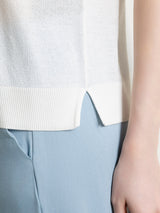 Pullover mit Rundhalsausschnitt aus reiner Baumwolle mit Piqué-Muster Bianco Donna - Ragno