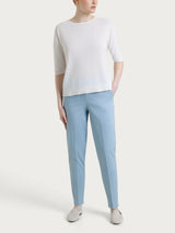 Pullover mit Rundhalsausschnitt aus reiner Baumwolle mit Piqué-Muster Bianco Donna - Ragno