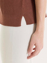 Maglia girocollo in punto piquet di puro cotone Marroni Donna - Ragno