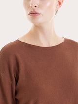 Maglia girocollo in punto piquet di puro cotone Marroni Donna - Ragno