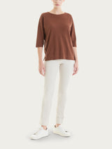 Maglia girocollo in punto piquet di puro cotone Marroni Donna - Ragno