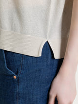 Pullover mit Rundhalsausschnitt aus reiner Baumwolle mit Piqué-Muster Bianco Donna - Ragno