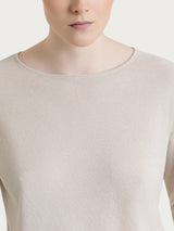 Pullover mit Rundhalsausschnitt aus reiner Baumwolle mit Piqué-Muster Bianco Donna - Ragno