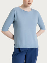 Maglia girocollo in punto piquet di puro cotone Azzurri Donna - Ragno