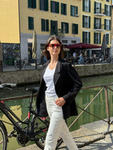 Blazer destrutturato con un bottone in Compact Light Neri Donna - Ragno