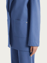Blazer destrutturato con un bottone in Compact Light Blu Donna - Ragno