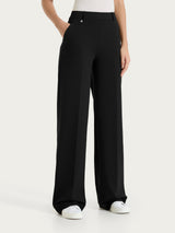 Pantalone a palazzo con tasche in Compact Light Neri Donna - Ragno