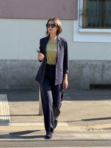 Pantalone a palazzo con tasche in Compact Light Blu Donna - Ragno