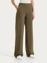 Pantalone a palazzo con tasche in Compact Light Verdi Donna - Ragno