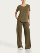 Pantalone a palazzo con tasche in Compact Light Verdi Donna - Ragno