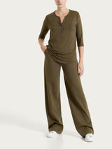 Pantalone a palazzo con tasche in Compact Light Verdi Donna - Ragno