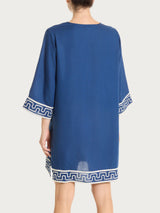 Abito corto con fantasia grafica in Mussola Slub Blu Donna - Ragno