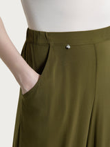 Pantalone a palazzo con tasche in Voile Stretch Verdi Donna - Ragno
